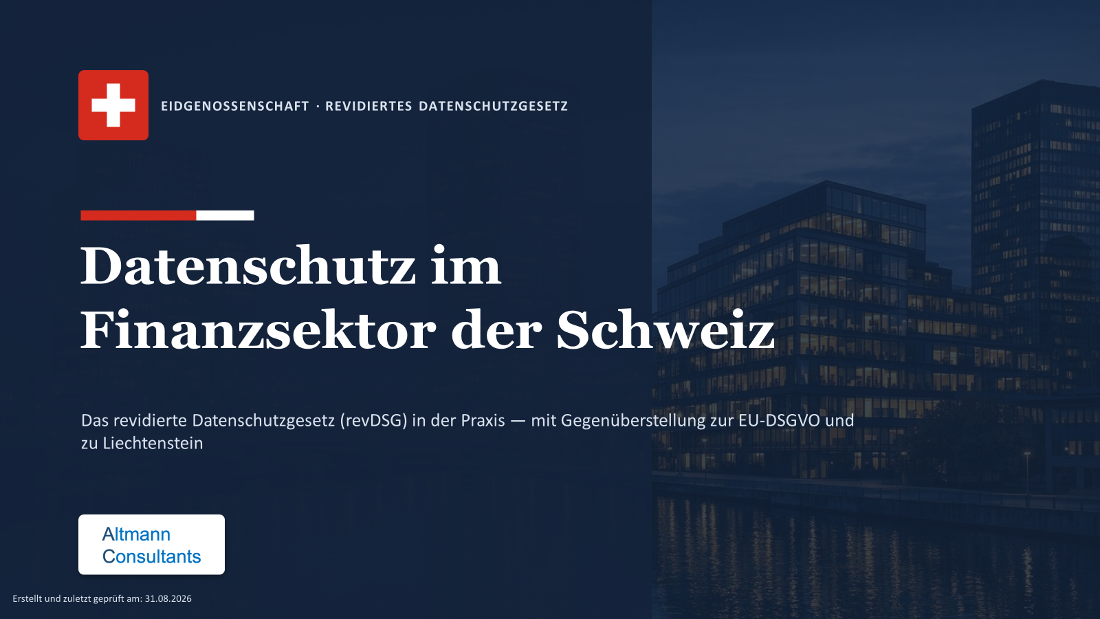 Datenschutz im Finanzsektor der Schweiz